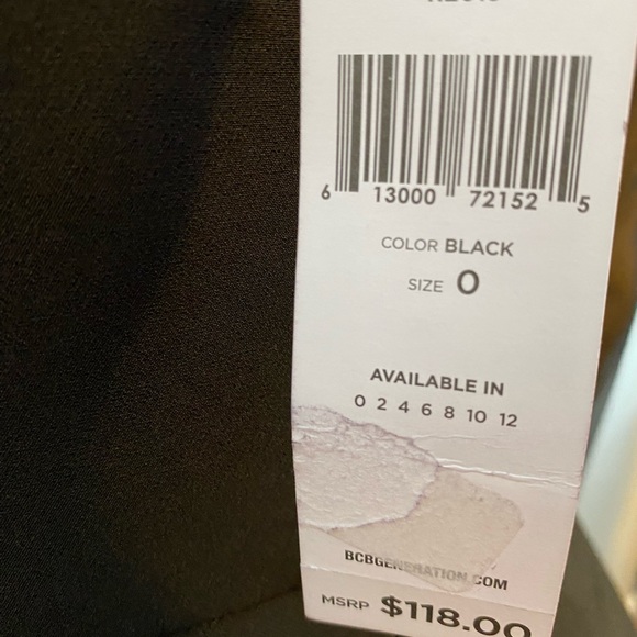 BCBG Generaton black 1 piece pant suit NWTs size 0 polyester/spandex 2 pockets - Picture 8 of 9
